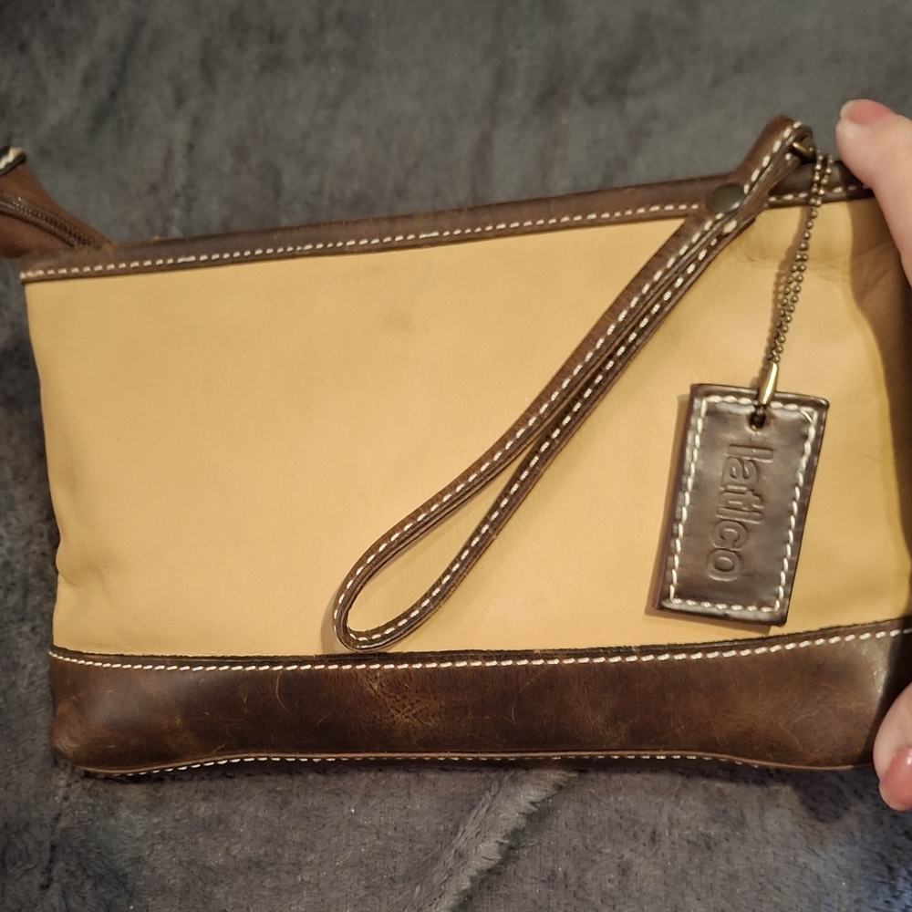 Latico Tan and Brown Leather Wristlet